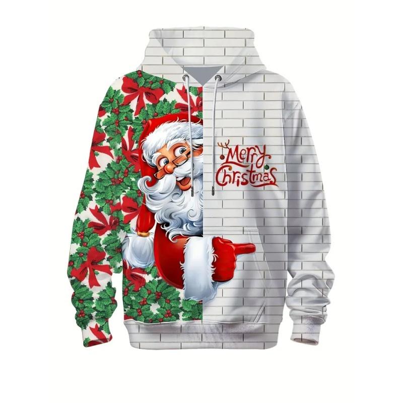 Unisex Santa Claus Deer Pattern Hoodie For Men Women Christmas Snow 3D Print Pullovers Casual Hoodies Top Long Sleeves Loose Sweatshirt