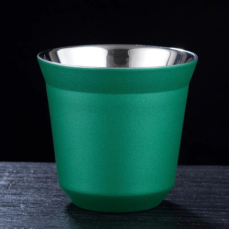 80ML Stainless Steel Espresso Cup Set Double Wall 304 Stainless Steel Small Coffee Cup Capsule Milk Mug Double Wall Insulated