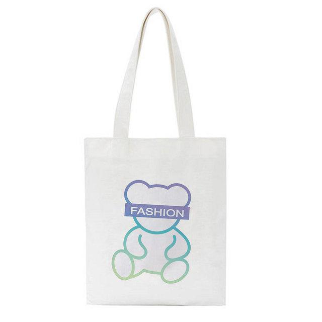 

Корейская Ulzzang Ins Harajuku Bear женская холщовая сумка через плечо художественные школьные сумки Y2k модная повседневная сумка-шопер с надписью большой вместительности 29*32cm