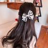 Hair Rope High Elasticity Lace Ribbon Bow Imitation Pearls Rhinestones Decor Hair Tie
