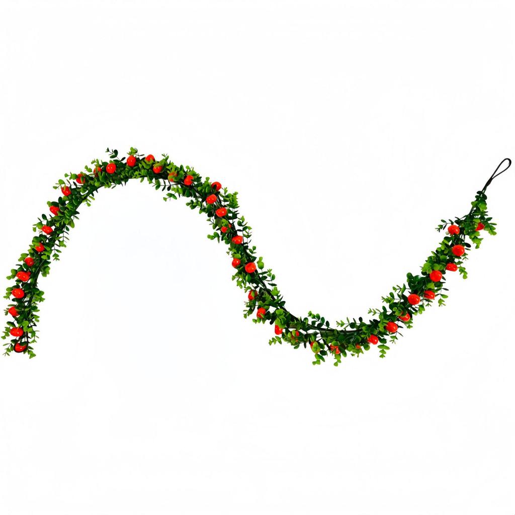 Pastoral Style Red Berries & Green Leaves Vine with Eucalyptus - Festival Atmosphere Decoration