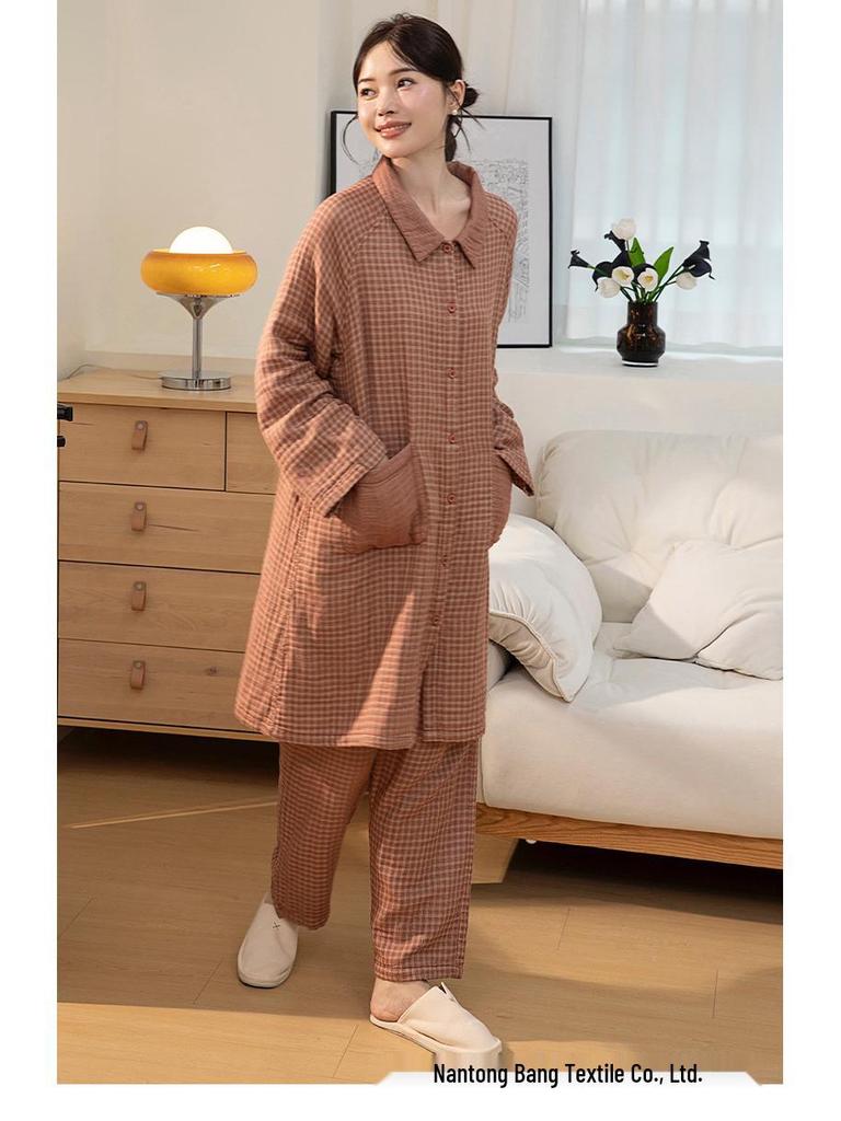 Little Warm Current 2025 Women's Four-Layer Cotton Gauze Long-Sleeve Pajama Set