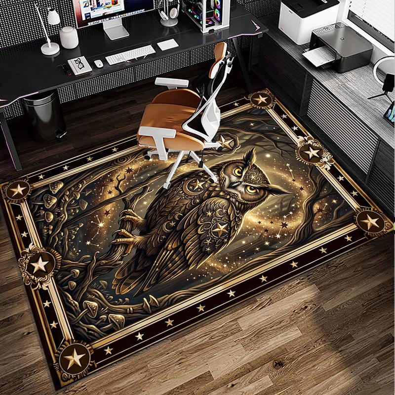 Moonlit Owl Fantasy Office Rug Chair Mat, Entryway Carpet, Suitable for Front Door, Bedroom, Living Room, Desk, Holiday Gift
