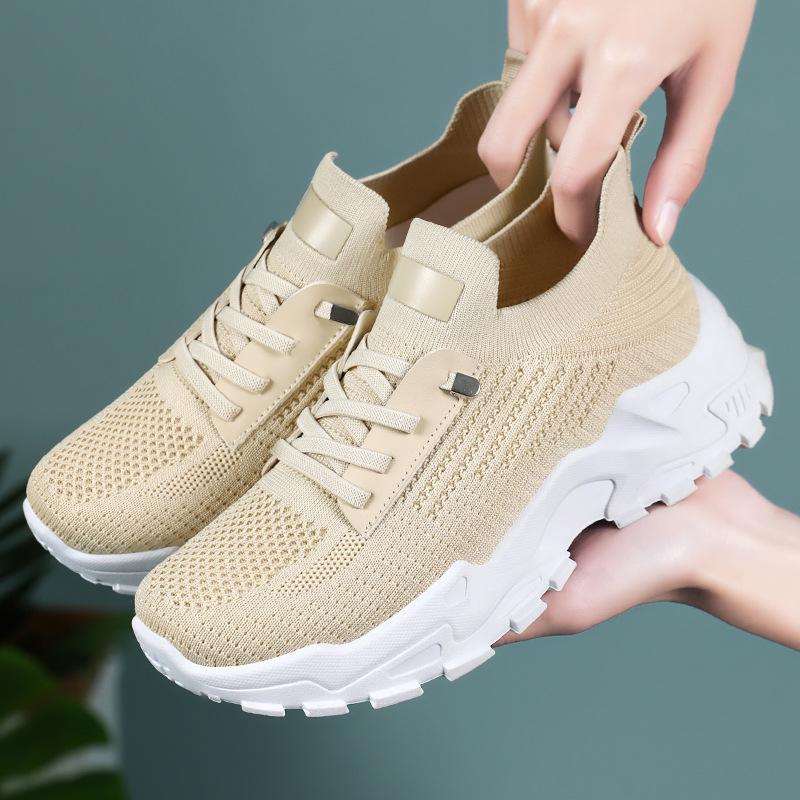 Damenschuhe Sommer neue Schuhe atmungsaktive Sneaker Fly-Woven Laufschuhe weichsohlige bequeme Plateauschuhe
