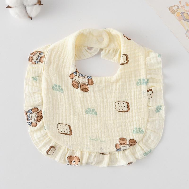 Ruffle Baby Drool Bibs: Pure Cotton Printed Lace Bibs