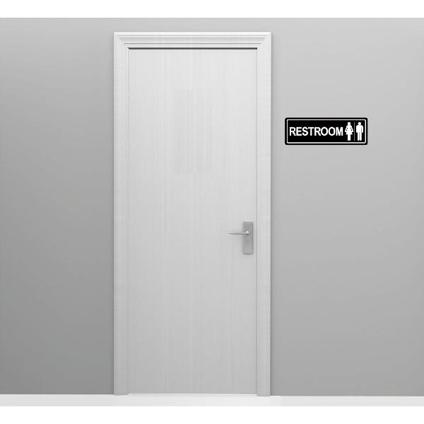 Restroom Sign – Commercial Restroom Sign (2-Pack) – Made From Premium Durable Frosted Acrylic Material, Super Strong Self-Adhesive, Quick And