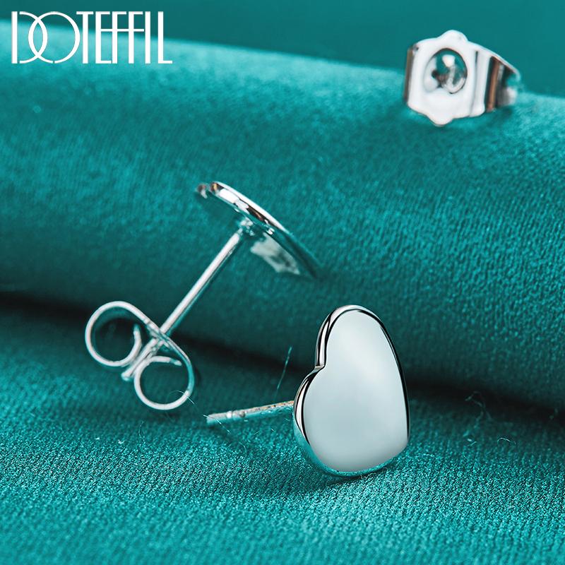 Pendientes de plata de ley 925 con forma de corazón, joyería de boda de moda