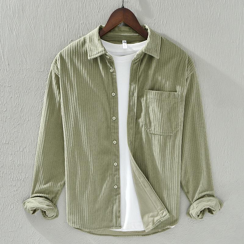 

Осенняя вельветовая рубашка для родителей и детей с длинным рукавом, мужская повседневная рубашка в стиле ретро Triple Extra Large армия зеленый