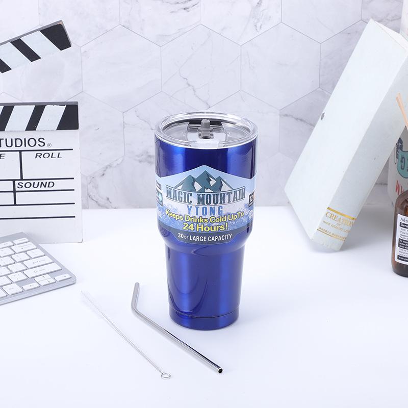 30OZ Travel Stainless Steel Tumbler with Magnetic Lid Insulation Thermos Cup with Straw Mug Car Cold Drinking Cups
