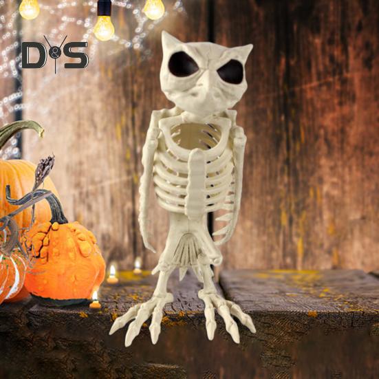 Halloween Skeleton Owl Decoration Realistic 12" Skeleton Animal Figure Plastic Owl Bone Model for Haunted House Party Decor