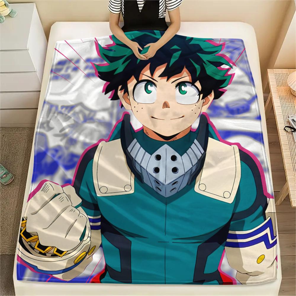My Hero Academia Izuku Pattern Flannel Blanket, High Quality Comfortable for All Seasons, Home Decor, Warmth and Comfort, Perfect for Gifts.