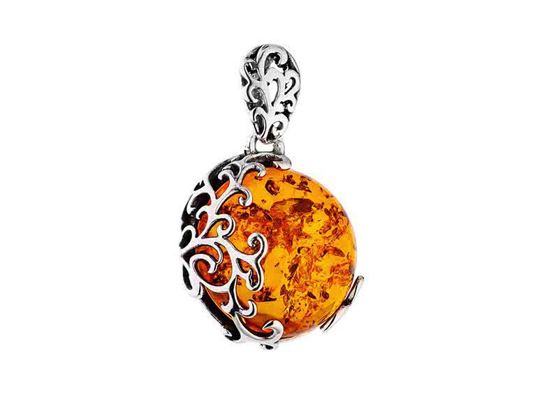Silver Lightning Pendant with Amber Women' Silver Lightning Pendant