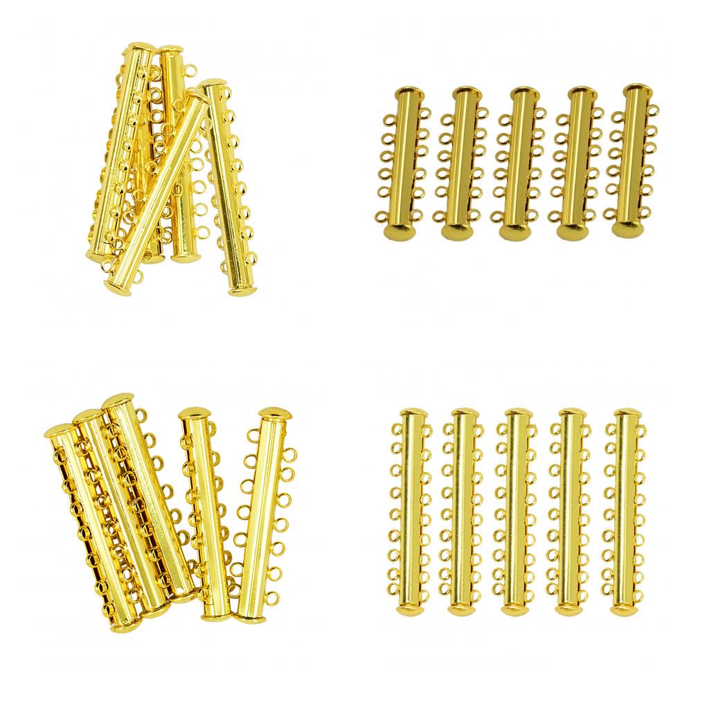 5 Sets Multi Strand Slide Magnetic Clasps DIY Jewelry 8 Strand 46x10x6mm