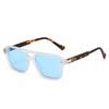 New Luxury Double Bridge Leopard Square Women Sunglasses  Brand Metal Inlay Design Punk Trend Men Sun Glasses Uv400