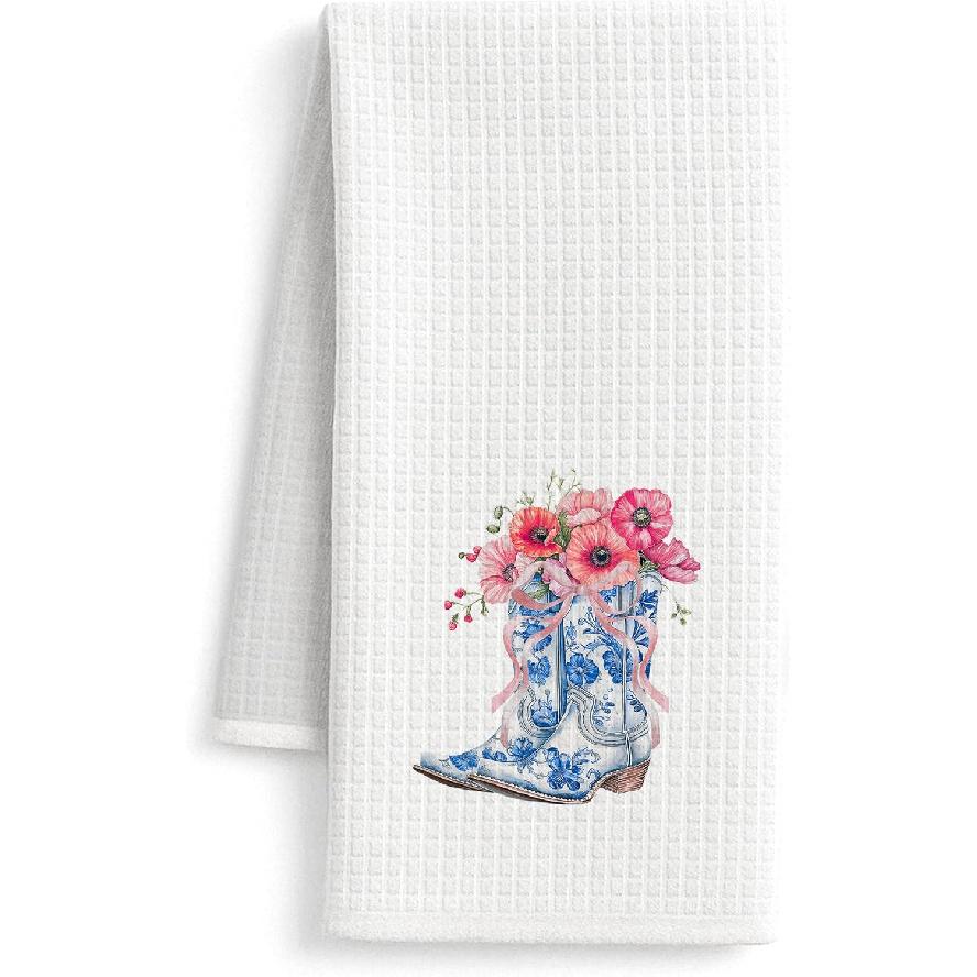 Pink Coquette Bow Leopard Giraffe Kitchen Towels Set of 2, Leopard Giraffe Decor Hand Towels for Bathroom, Pink Dish Tea Towels for Kitchen, Coquette