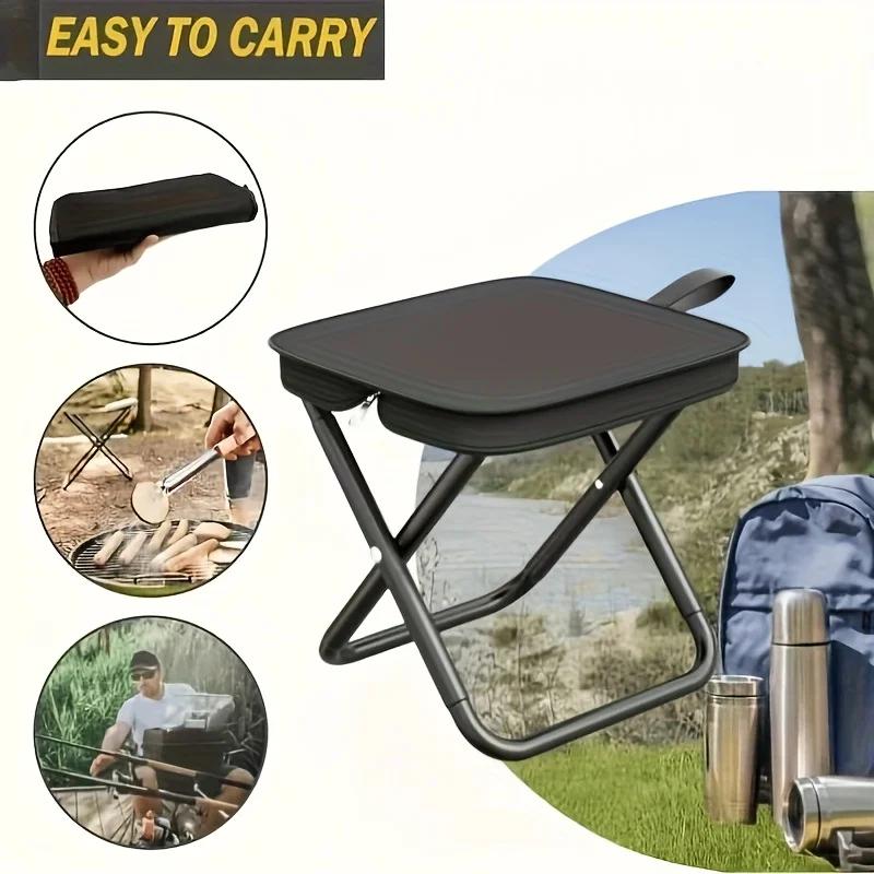 Foldable Backpack Stool Mountaineering And Hiking Portable Stool Outdoor Zipper Pack Folding Chair For Traveling Camping Fishing