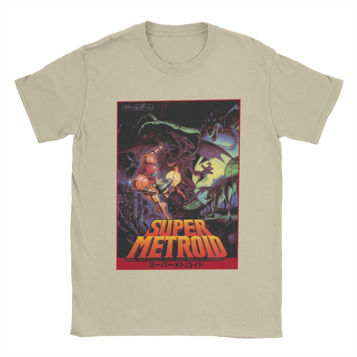 

Супер Метроїд Футболка Чоловіча Бавовняна Вінтажна Футболка Круглий Виріз Ігрові Футболки З Коротким Рукавом Топи Класичні XXL хакі