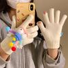 Cute Funny Gloves Women Winter Warm Five Fingers Electric Vehicle Riding Gloves Students Cold Plush
