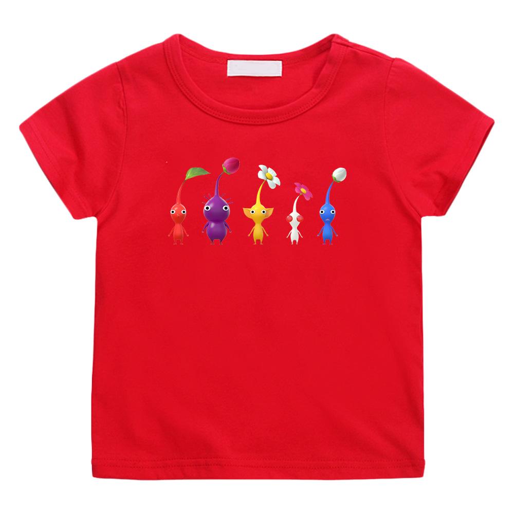 

New Style Pikmin Cartoon T-Shirt High Quality 100% Cotton Tops Casual Trend Soft T-shirt Boy/girls Kawaii Round Neck Camisetas Cute Tees anime T-shirt 100 красный