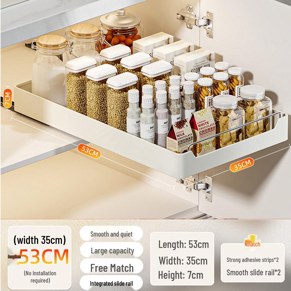 No-Install Spice Rack & Drawer Basket for Under-Sink Kitchen Storage