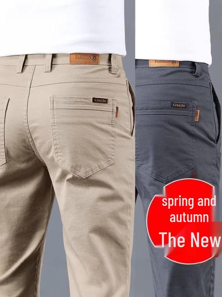 Pantalones Casuales Rectos Elásticos Resistentes al Desgaste para Hombre - Estilo Coreano para Primavera/Otoño