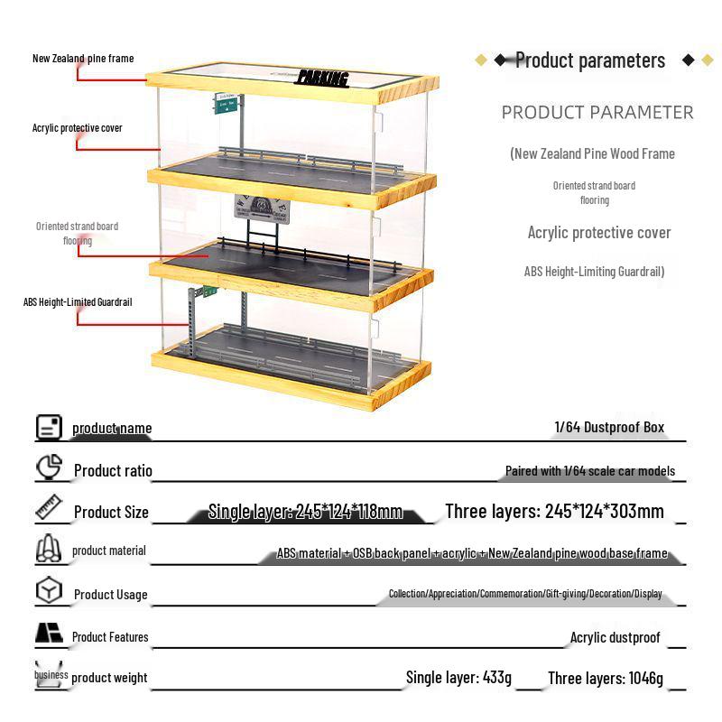 1:64 Scale Toy Car Storage and Display Box for Pop Mart Parking Lot Model Scene