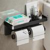 Wall-Mounted Two-In-One Toilet Paper Holder Space Aluminum Paper Towel Storage Rack Bathroom Mobile Phone Storage Rack