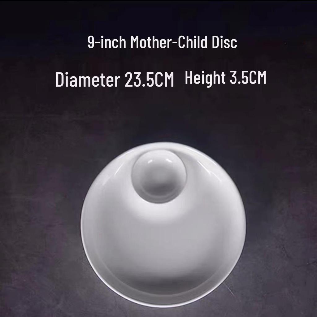 Yu Bao Fang Ceramic Mother-Child White Plate Set – Round & Oval Tableware with Sauce Dish for Home, Hotel, Restaurant.
