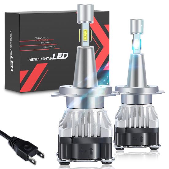 2Pcs LED Headlight Bulbs High Brightness IP68 Waterproof 10000LM 6000K White Light H7