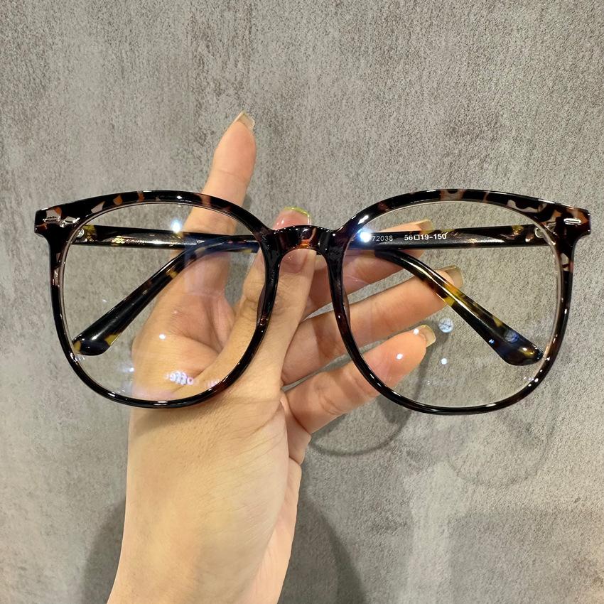 Plate ferrule legs anti-blue light glasses women's tide large frame flat glasses men's optical eyes TR frame new