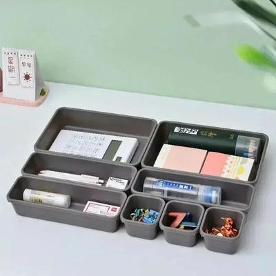 8-piece Set Drawer Organiser Office Storage Box Desk Folding Drawer Desk Organizers Multifunctional Stationery Rack Plastic