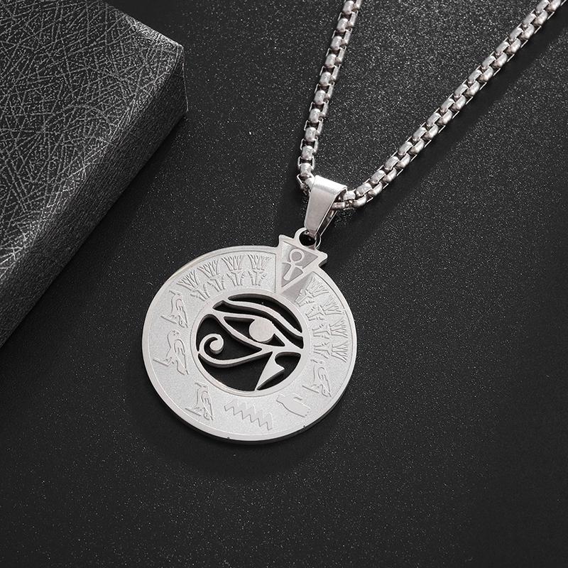 Exquisite Edelstahl beliebte Auge des Horus Medaille Halskette ägyptischen Totem Medaille Anhänger Männer Frauen Amulett Schmuck