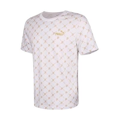 Puma Ss25 Brand Logo Letter All Over Print Round Neck Short Sleeve T-Shirt Unisex T-Shirt Ivory 689272-02