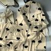 Summer Light Luxury High-Value Love Ice Silk Cool Pajamas Women'S Summer Long-Sleeved Two-Piece Loungewear Can Be Worn Outside