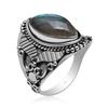 Natural Marquise Shape Labradorite Leaf Designer Shank Sterling Silver Vintage Ring For Women & Girls