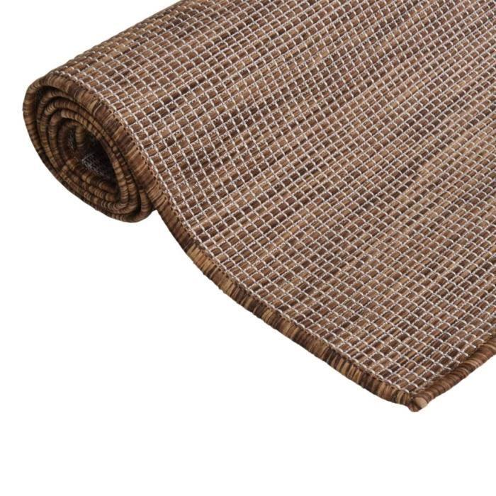 VidaXL Tapis à tissage plat d'extérieur 140x200 cm Marron