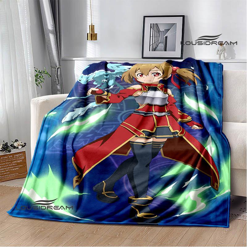 Cartoon Sword Art Online Printed Blankets Picnic Blanket Warm Flannel Blankets Home Bed Linings Blankets for Beds Birthday Gift