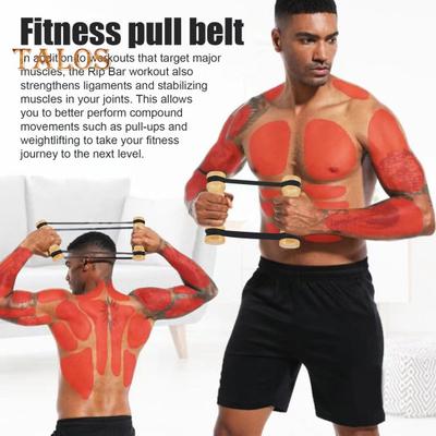 Rip Stick Upper Body Workout Equipment Adjustable Resistance Bands with Wooden Handles Home Gym Portable Arm Chest Exercise Muscle Building Equipment