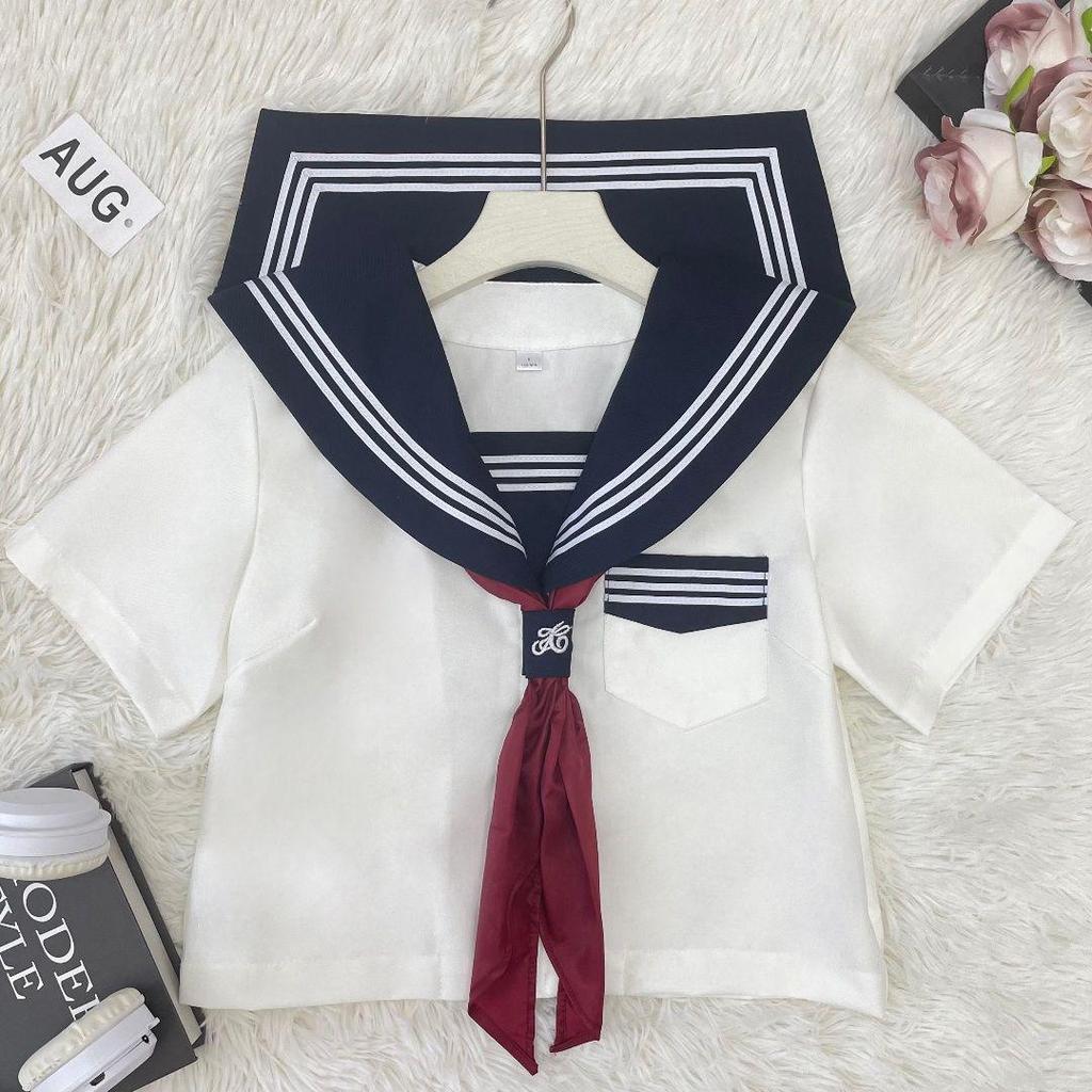 Authentic Japanese Sailor Uniform Set: White, Long & Short Sleeve, Academy Style