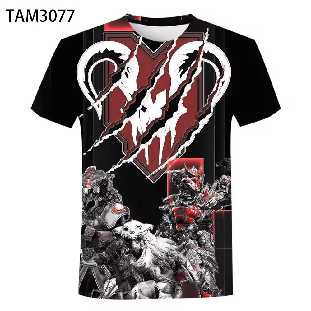 Round Neck 3D Apex Legends Game Graphic Print Casual Shorts Sleeved Men's T-shirts - Soft Medium Stretch Polyester Fabric Summer Relaxed Fit Clothing