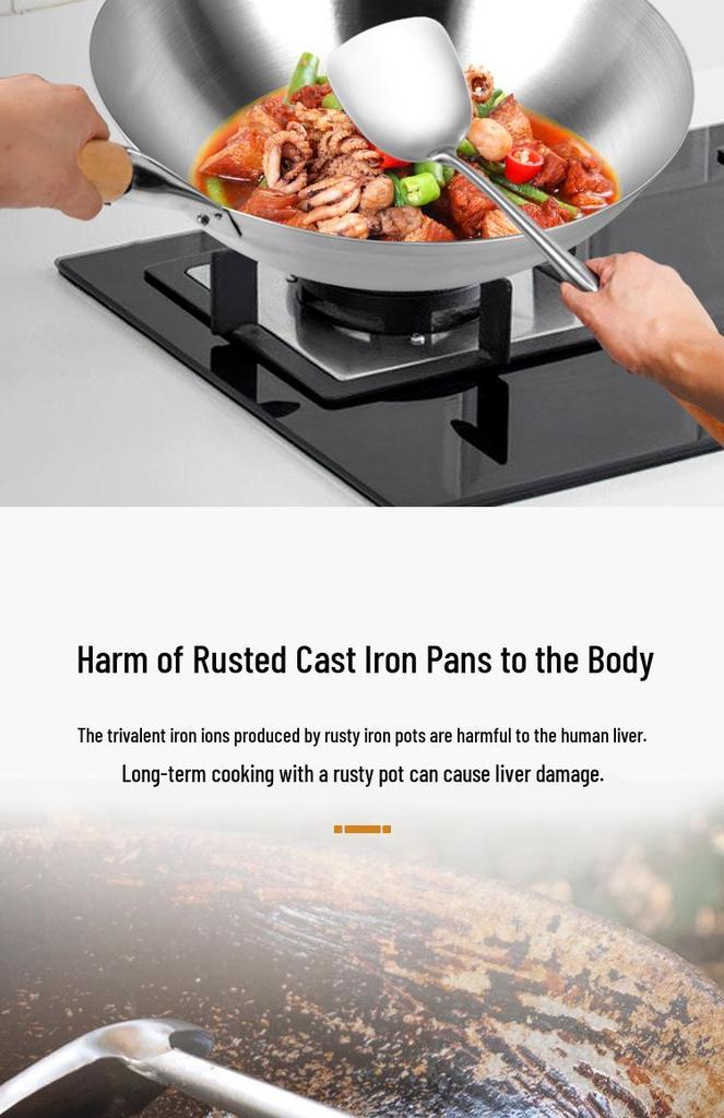 28cm Lightweight Stainless Steel Chef Wok for Home & Commercial Use