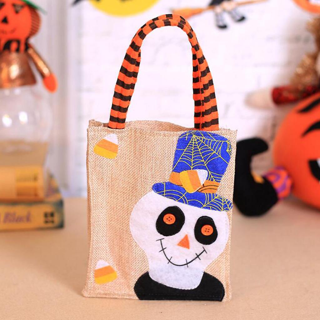 Halloween Storage Bag Tote Pouch Sack Candy Gift Handbag Skull