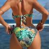European and American new sexy printed swimsuit one-piece bikini neck strap backless swimsuit vacation beachwear
