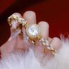 Women's Watches Luxury Elegant Ladies Wrist Watch Gold Silver Rhinestone Quartz Wristwatch Vintage Female Small Clock