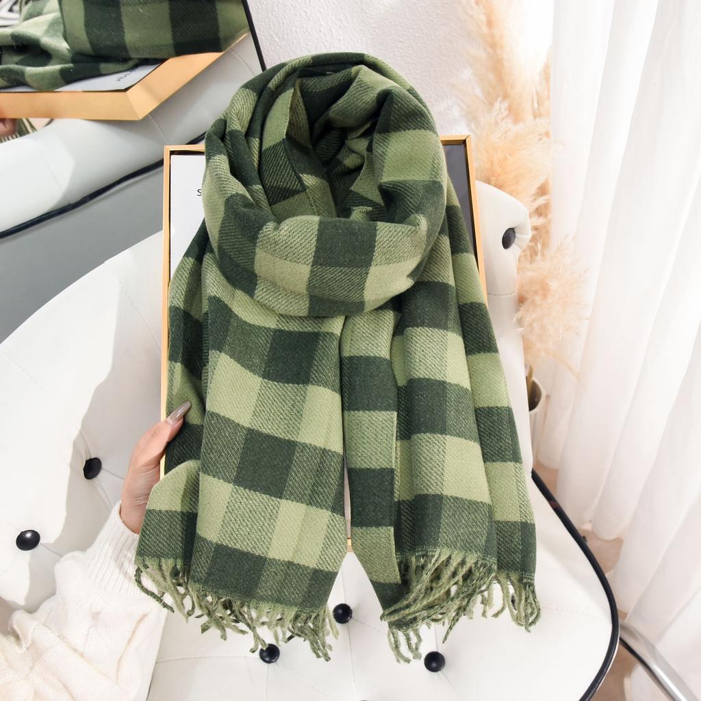 Schal Herbst- und Winteratmosphäre Imitation Kaschmir doppelseitiger Karoschal Damen warmer Überwurf einfacher Schal