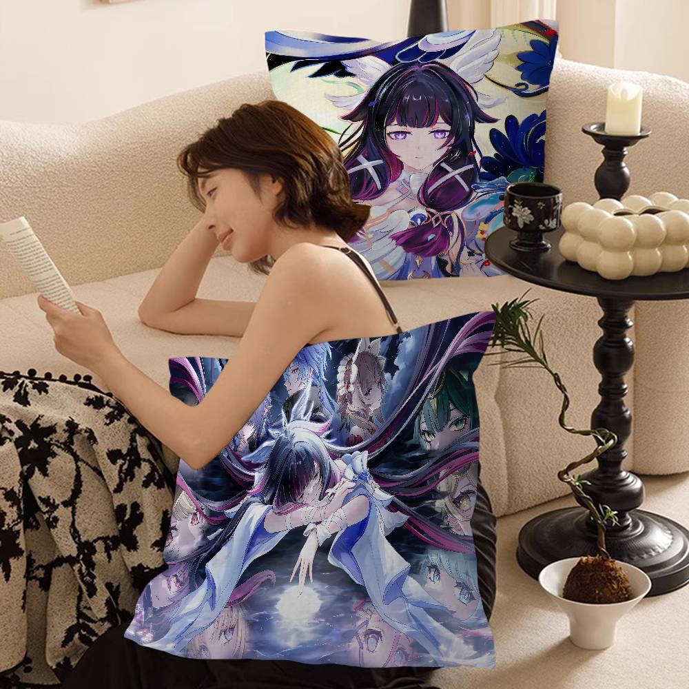 Genshin Impact Columbina Cushion Cover Inches Farmhouse Decor Home Throw Pillow Covers For Couch Decorations