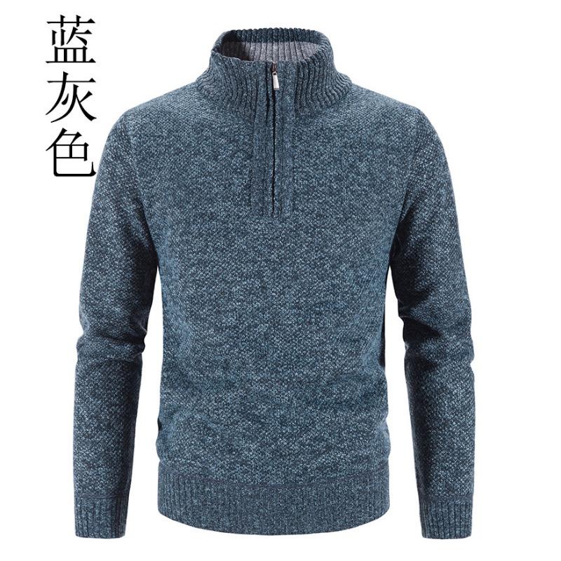 Men S Plus Size Fleece Half Zip High Neck Pullover Long Sleeve Knit Sweater