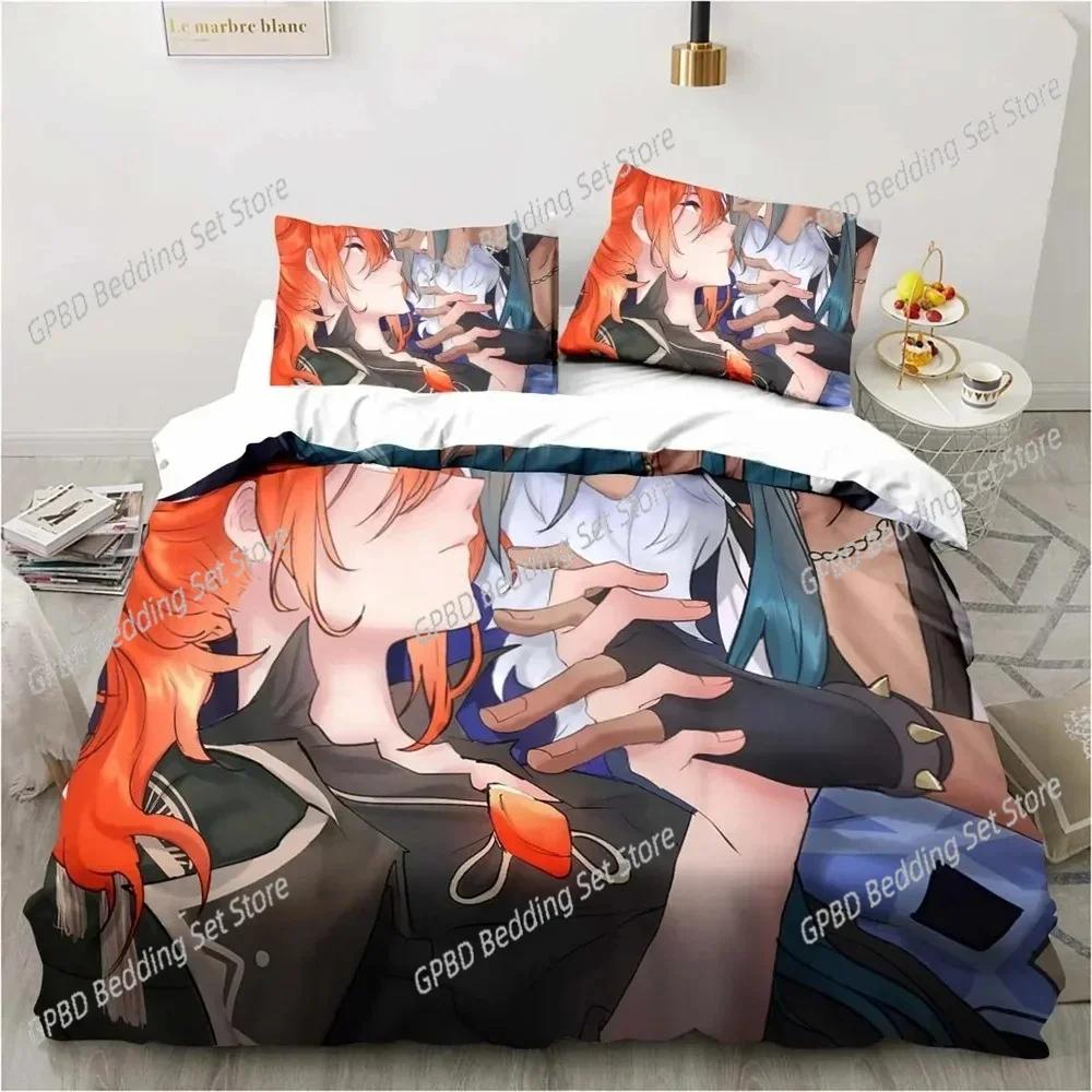 Cartoon  Anime Genshin Impact Game Comfortable Duvet Quilt Cover Pillowcase Bedding Set Children Bedroom Decoration Home Textile