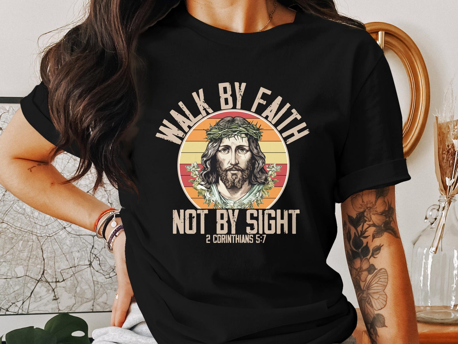 Jesus Christ T-Shirt, Walk By Faith Shirt, Christian Tee, Religious Gift, God T Shirt, Faith Based Clothing, Christianity T Shirt 4XL