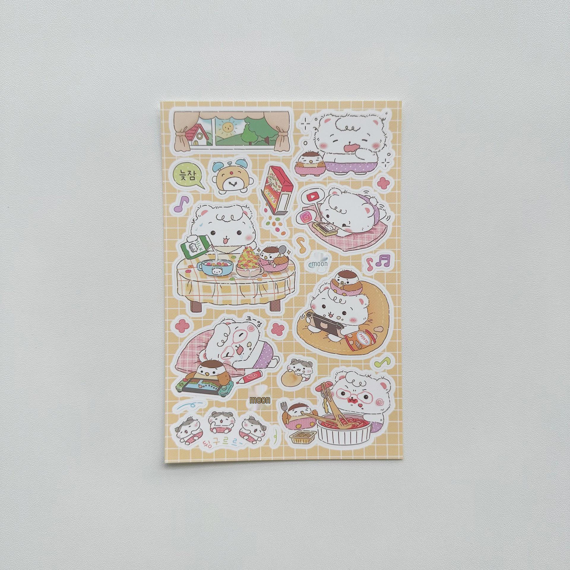 Cute Fluffy Hamster Cartoon Animal Stickers for DIY Journals & Diaries